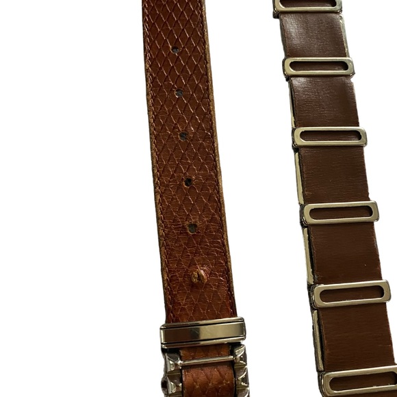 Italian designer Nanni leather and brass belt - Picture 5 of 10